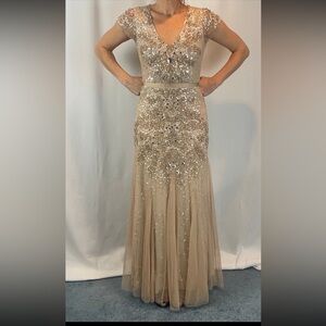 Adrianna Papell Beige Evening Gown - Size 4